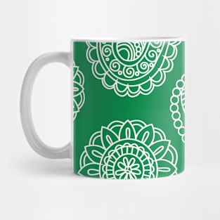 Mandala Pattern Green and White Halloween Fall Autumn Season Mug